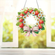 Load image into Gallery viewer, Strawberry Wreath Acrylic 2D Flat DIY Diamond Art Pendant Wall Door Decoration