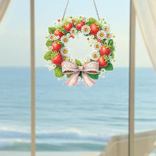 Load image into Gallery viewer, Strawberry Wreath Acrylic 2D Flat DIY Diamond Art Pendant Wall Door Decoration