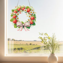 Load image into Gallery viewer, Strawberry Wreath Acrylic 2D Flat DIY Diamond Art Pendant Wall Door Decoration