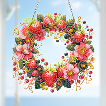 Load image into Gallery viewer, Strawberry Flower Wreath Acrylic 2D Flat DIY Diamond Art Pendant Wall Door Decor