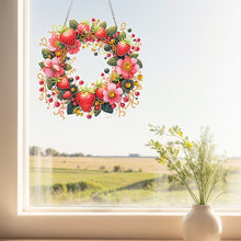 Load image into Gallery viewer, Strawberry Flower Wreath Acrylic 2D Flat DIY Diamond Art Pendant Wall Door Decor