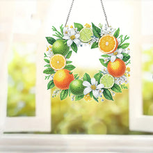 Load image into Gallery viewer, Orange Wreath Acrylic 2D Flat DIY Diamond Art Pendant Wall Door Decoration