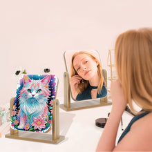 Load image into Gallery viewer, DIY Cat Diamond Painting Kit Rotatable Mirror w Diamond Painting Jewelry Box