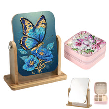 Load image into Gallery viewer, DIY Butterfly Diamond Painting Kit Rotatable Mirror w Diamond Art Jewelry Box