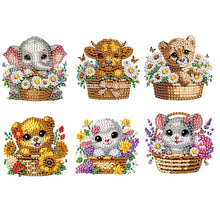 Load image into Gallery viewer, 6Pcs Acrylic 2D Flat Animals Diamond Painting Fridge Magnet for Whiteboard