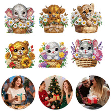 Load image into Gallery viewer, 6Pcs Acrylic 2D Flat Animals Diamond Painting Fridge Magnet for Whiteboard