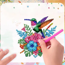 Load image into Gallery viewer, 6Pcs Acrylic 2D Flat Hummingbird Flowers Diamond Painting Fridge Magnet
