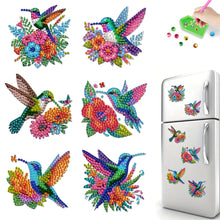 Load image into Gallery viewer, 6Pcs Acrylic 2D Flat Hummingbird Flowers Diamond Painting Fridge Magnet