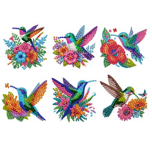 Load image into Gallery viewer, 6Pcs Acrylic 2D Flat Hummingbird Flowers Diamond Painting Fridge Magnet