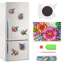 Load image into Gallery viewer, 6Pcs Acrylic 2D Flat Hummingbird Flowers Diamond Painting Fridge Magnet