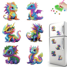 Load image into Gallery viewer, 6Pcs Acrylic 2D Flat Pterosaurs Diamond Painting Fridge Magnet for Whiteboard