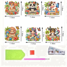 Load image into Gallery viewer, 6Pcs Acrylic 2D Flat Summer Animals Diamond Painting Fridge Magnet for Fridge