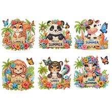Load image into Gallery viewer, 6Pcs Acrylic 2D Flat Summer Animals Diamond Painting Fridge Magnet for Fridge