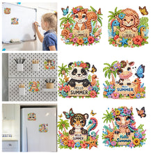 Load image into Gallery viewer, 6Pcs Acrylic 2D Flat Summer Animals Diamond Painting Fridge Magnet for Fridge