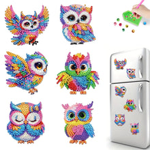 Load image into Gallery viewer, 6Pcs Acrylic 2D Flat Owls Diamond Painting Fridge Magnet for Fridge Whiteboard