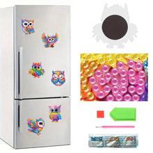 Load image into Gallery viewer, 6Pcs Acrylic 2D Flat Owls Diamond Painting Fridge Magnet for Fridge Whiteboard
