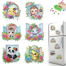 Load image into Gallery viewer, 6Pcs Acrylic 2D Flat Animals Diamond Painting Fridge Magnet for Whiteboard