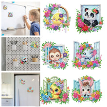Load image into Gallery viewer, 6Pcs Acrylic 2D Flat Animals Diamond Painting Fridge Magnet for Whiteboard