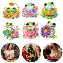 Load image into Gallery viewer, 6Pcs Acrylic 2D Flat Flower Frogs Diamond Painting Fridge Magnet for Whiteboard