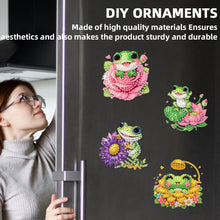 Load image into Gallery viewer, 6Pcs Acrylic 2D Flat Flower Frogs Diamond Painting Fridge Magnet for Whiteboard