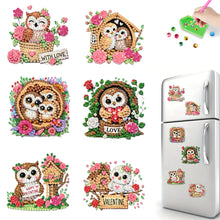 Load image into Gallery viewer, 6Pcs Acrylic 2D Flat Owls Diamond Painting Fridge Magnet for Fridge Whiteboard