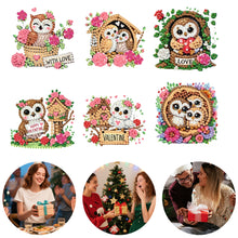 Load image into Gallery viewer, 6Pcs Acrylic 2D Flat Owls Diamond Painting Fridge Magnet for Fridge Whiteboard