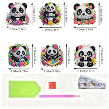 Load image into Gallery viewer, 6Pcs Acrylic 2D Flat Pandas Diamond Painting Fridge Magnet for Fridge Whiteboard