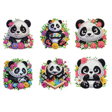 Load image into Gallery viewer, 6Pcs Acrylic 2D Flat Pandas Diamond Painting Fridge Magnet for Fridge Whiteboard