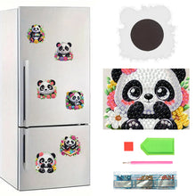 Load image into Gallery viewer, 6Pcs Acrylic 2D Flat Pandas Diamond Painting Fridge Magnet for Fridge Whiteboard
