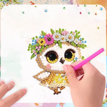 Load image into Gallery viewer, 6Pcs Acrylic 2D Flat Owl Girl Diamond Painting Fridge Magnet for Whiteboard