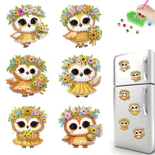 Load image into Gallery viewer, 6Pcs Acrylic 2D Flat Owl Girl Diamond Painting Fridge Magnet for Whiteboard