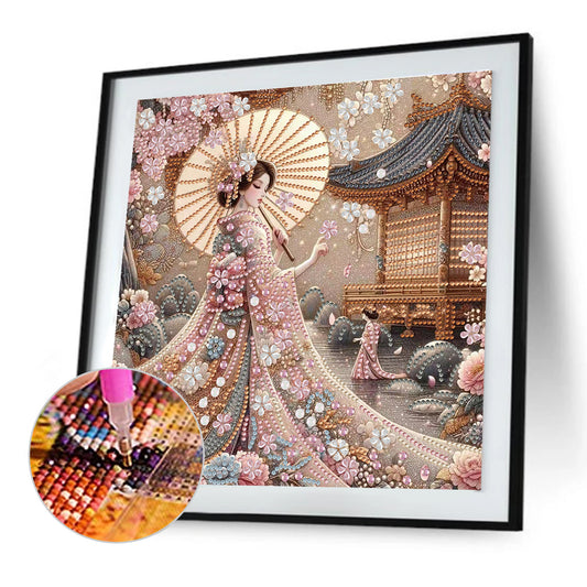 Diamond Painting - Partial Special Shaped - Japanese Girl (30*30CM)