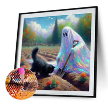 Load image into Gallery viewer, Diamond Painting - Full Round - Halloween Ghost And Cat (40*40CM)