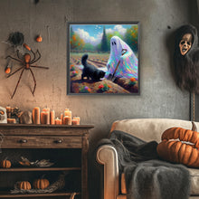 Load image into Gallery viewer, Diamond Painting - Full Round - Halloween Ghost And Cat (40*40CM)