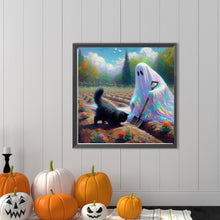 Load image into Gallery viewer, Diamond Painting - Full Round - Halloween Ghost And Cat (40*40CM)