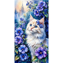 Load image into Gallery viewer, Diamond Painting - Full Round - Cat And Flower (40*70CM)