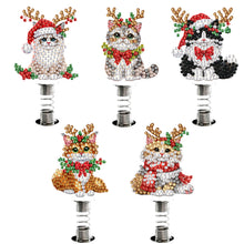 Load image into Gallery viewer, 5pcs 2D Flat Xmas Cat DIY Diamond Painting Shake Car Ornaments for Center Console
