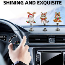 Load image into Gallery viewer, 5pcs 2D Flat Xmas Cat DIY Diamond Painting Shake Car Ornaments for Center Console
