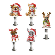 Load image into Gallery viewer, 5pcs 2D Flat Xmas Dog DIY Diamond Painting Shake Car Ornaments for Center Console