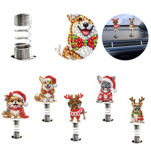 Load image into Gallery viewer, 5pcs 2D Flat Xmas Dog DIY Diamond Painting Shake Car Ornaments for Center Console