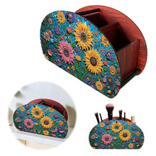 Load image into Gallery viewer, DIY Sunflower Design Wooden Diamond Painting Makeup Brush Storage Box Organizer