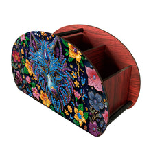 Load image into Gallery viewer, DIY Gem Wolf Design Wooden Diamond Painting Makeup Brush Storage Box Organizer