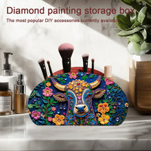 Load image into Gallery viewer, DIY Gem Cow Design Wooden Diamond Painting Makeup Brush Storage Box Organizer