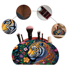 Load image into Gallery viewer, DIY Gem Tiger Design Wooden Diamond Painting Makeup Brush Storage Box Organizer
