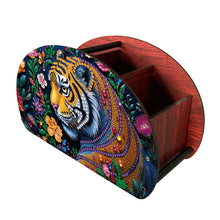 Load image into Gallery viewer, DIY Gem Tiger Design Wooden Diamond Painting Makeup Brush Storage Box Organizer
