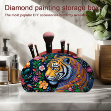 Load image into Gallery viewer, DIY Gem Tiger Design Wooden Diamond Painting Makeup Brush Storage Box Organizer