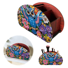Load image into Gallery viewer, DIY Gem Owl Design Wooden Diamond Painting Makeup Brush Storage Box Organizer