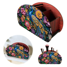 Load image into Gallery viewer, DIY Gem Peacock Design Wooden Diamond Painting Makeup Brush Storage Box Kit