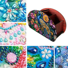 Load image into Gallery viewer, DIY Gem Peacock Design Wooden Diamond Painting Makeup Brush Storage Box Kit