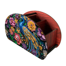 Load image into Gallery viewer, DIY Gem Peacock Design Wooden Diamond Painting Makeup Brush Storage Box Kit